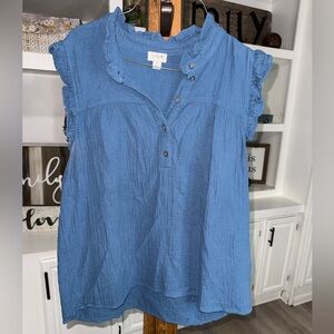 J. Crew Blue Button-Front Blouse